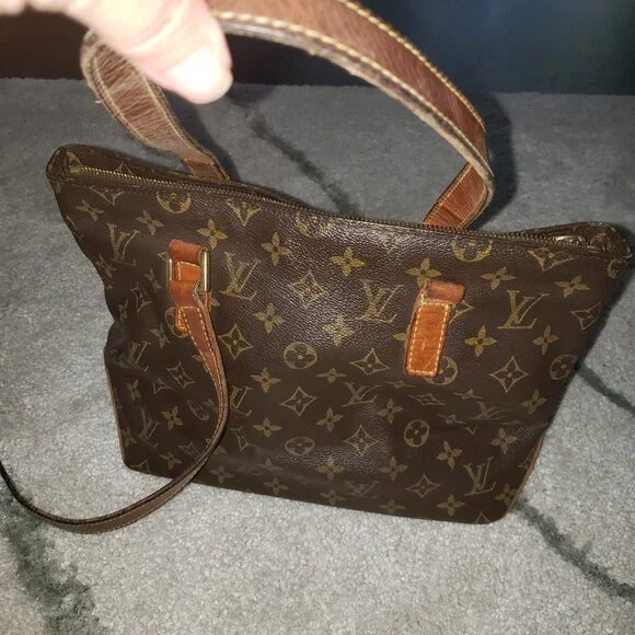 Louis Vuitton Brown Monogram Canvas Shoulder Bag with Tan Leather Handles - Picture 5 of 7